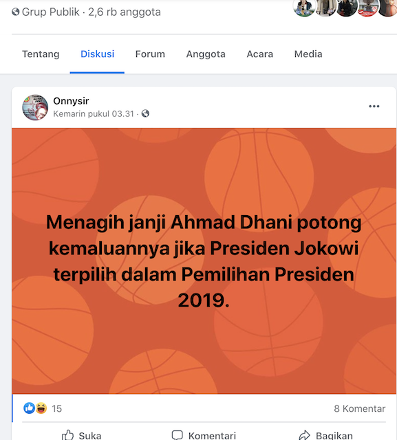 [Cek Fakta] Ahmad Dhani Janji Potong Kemaluan jika Jokowi Terpilih di Pilpres 2019? Ini Faktanya