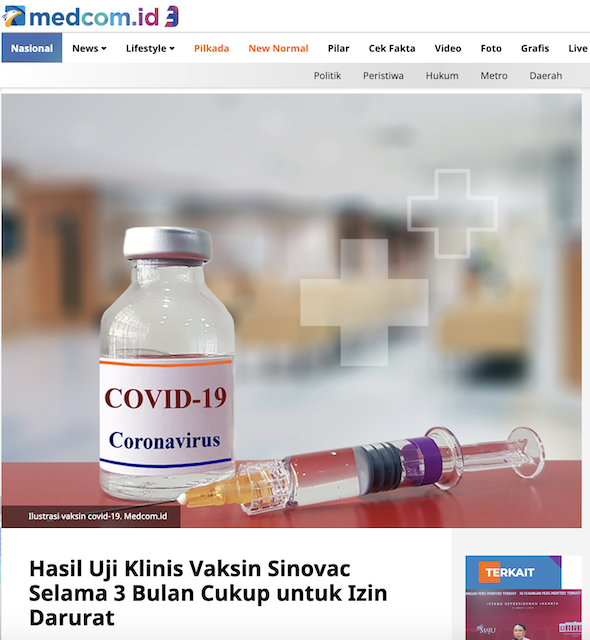 [Cek Fakta] Vaksin Sinovac Dikabarkan Adalah Vaksin yang Awalnya Diperuntukkan untuk Ayam? Ini Cek Faktanya