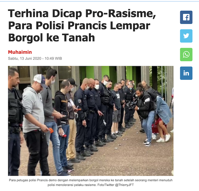[Cek Fakta] Video Sejumlah Polisi Prancis Jatuhkan Borgol Simbol Tolak <i>Lockdown</i>? Ini Faktanya