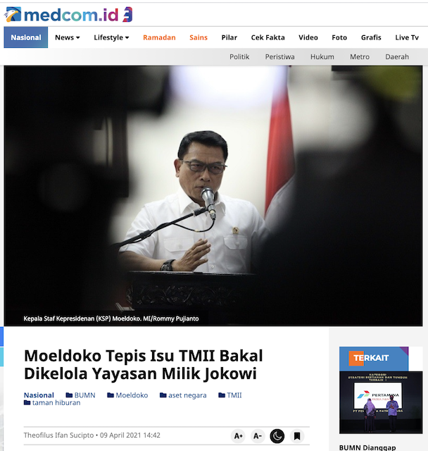 [Cek Fakta] TMII Diambil Megawati dan Dijual ke Tiongkok? Ini Faktanya