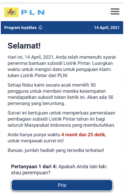 [Cek Fakta] Link Survei PLN untuk Klaim Subsidi Listrik 450 VA dan 900 VA? Ini Faktanya