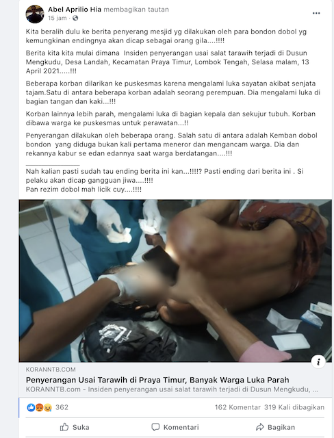 [Cek Fakta] Benarkah Terjadi Penyerangan Masjid usai Salat Tarawih dan Banyak Warga Luka Parah di Lombok Tengah? Ini Faktanya
