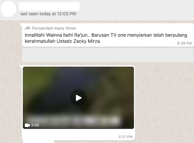 [Cek Fakta] Ustaz Zacky Mirza Dikabarkan Meninggal Dunia, Ini Cek Faktanya