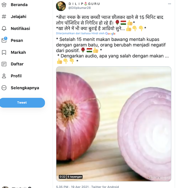 [Cek Fakta] Makan Bawang Merah Mentah dan Garam bisa Ubah Positif Covid-19 Menjadi Negatif? Ini Faktanya