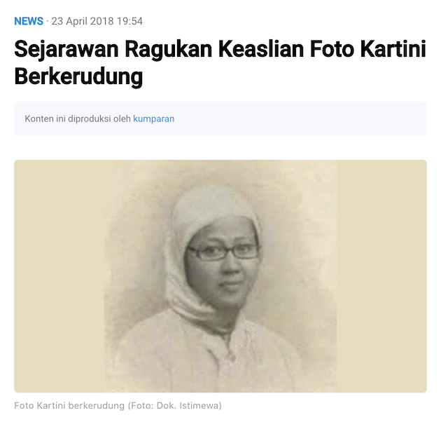 [Cek Fakta] Foto RA Kartini Berhijab? Ini Faktanya