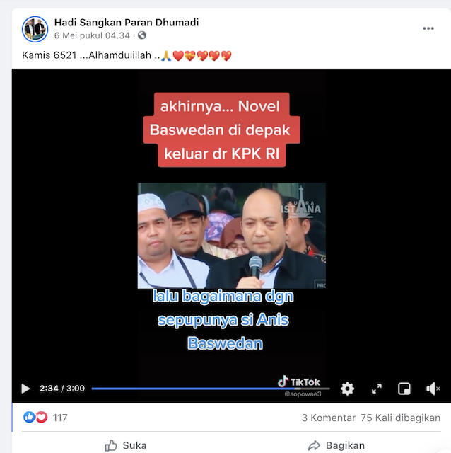 [Cek Fakta] Video Novel Baswedan Didepak dari KPK? Ini Faktanya