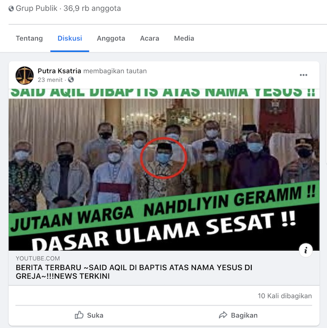 [Cek Fakta] Video Penampakan Ketum PBNU Said Aqil Dibaptis? Ini Faktanya