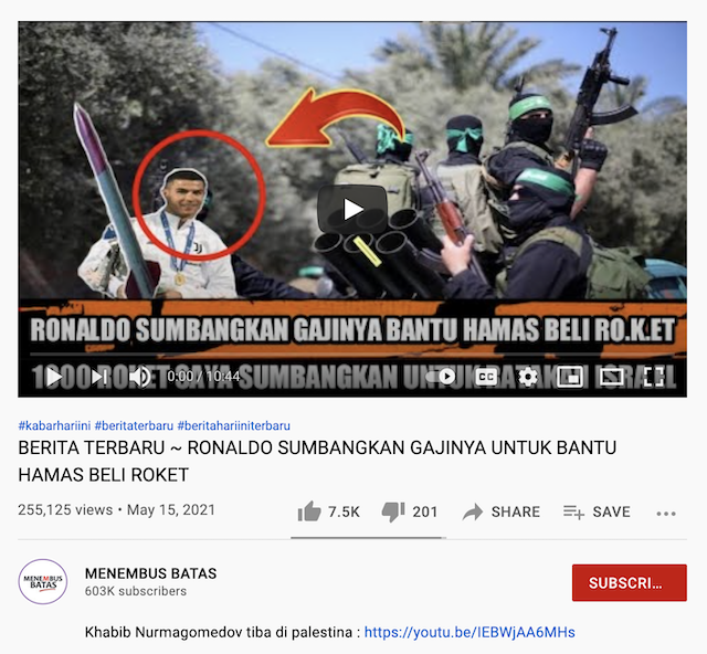 [Cek Fakta] Cristiano Ronaldo Sumbangkan Gajinya Bantu HAMAS Beli Roket? Ini Faktanya