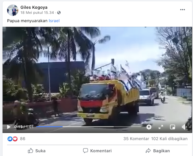 [Cek Fakta] Beredar Video Konvoi Sejumlah Kendaraan Berbendera Israel di Papua? Ini Faktanya