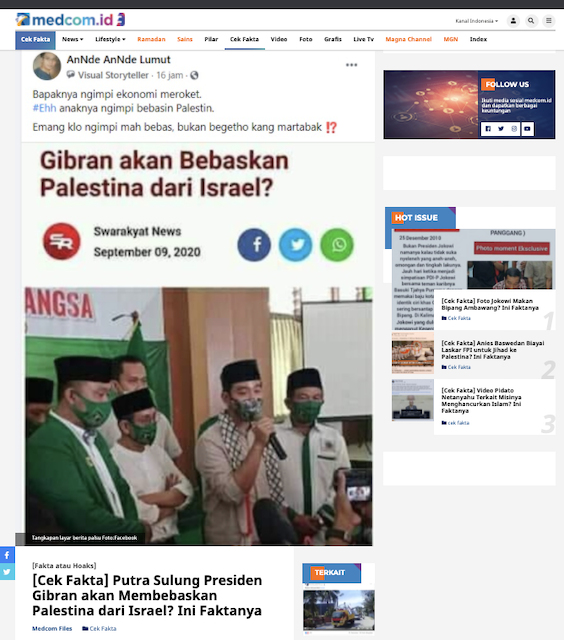 [Cek Fakta] Gibran akan Membebaskan Palestina dari Israel? Ini Faktanya