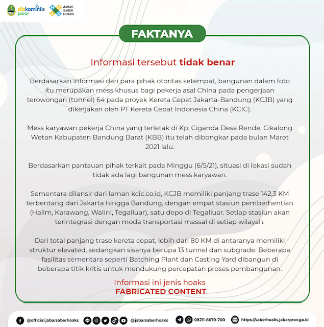 [Cek Fakta] Asrama Tentara Tiongkok Sedang Dibangun di Bandung Barat Jabar? Ini Faktanya