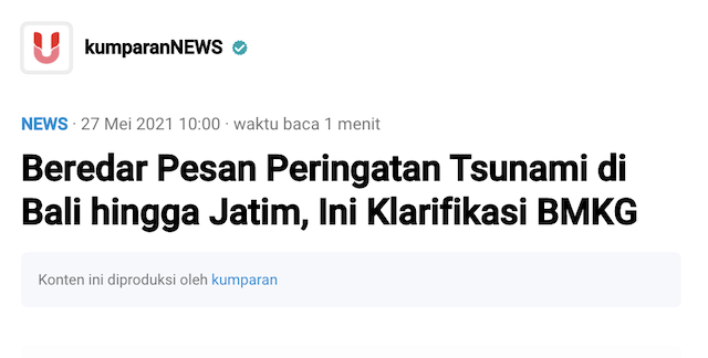 [Cek Fakta] Peringatan Dini Tsunami di 5 Provinsi Ini? Simak Faktanya