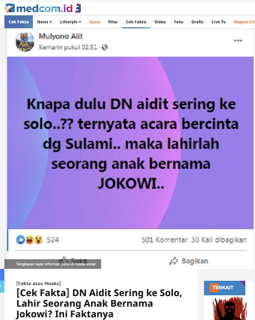 [Cek Fakta] Presiden Jokowi Palsukan Identitas Kedua Orangtuanya, Hoaks