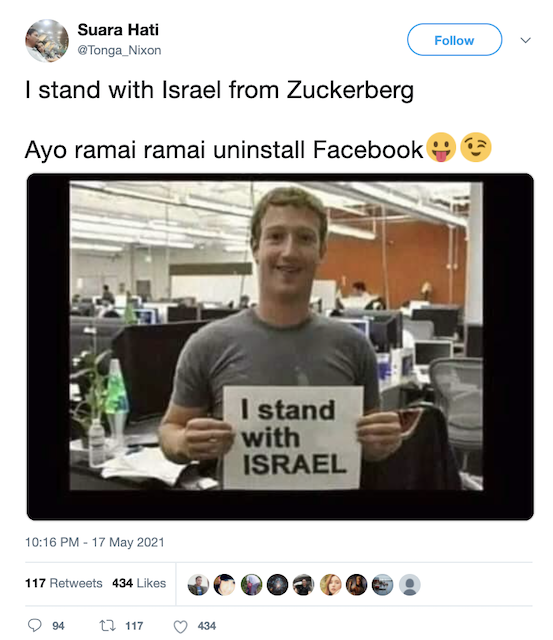 [Cek Fakta] Viral Foto Bos Facebook Mark Zuckerberg Dukung Israel? Begini Faktanya