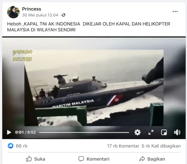 [Cek Fakta] Video Pasukan Malaysia Kejar Kapal TNI di Lautan Indonesia? Ini Faktanya
