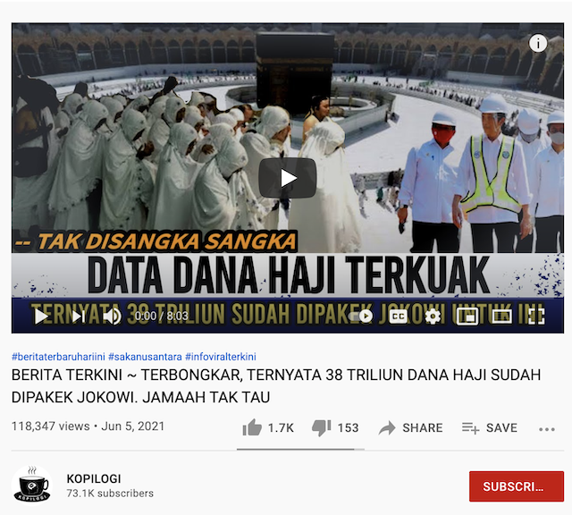 [Cek Fakta] Ternyata Jokowi sudah Pakai Rp38 Triliun Dana Haji? Ini Faktanya