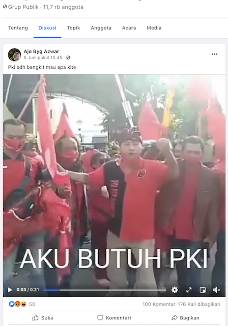 [Cek Fakta] Video Sejumlah Orang Berbaju PDIP Mengaku Butuh PKI? Ini Faktanya