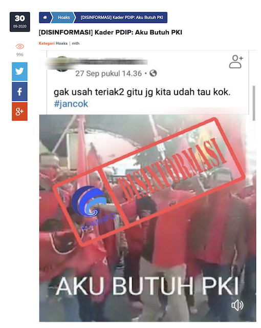 [Cek Fakta] Video Sejumlah Orang Berbaju PDIP Mengaku Butuh PKI? Ini Faktanya