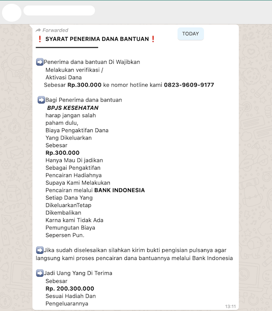 [Cek Fakta] BPJS Kesehatan Bagikan Dana Bantuan Rp200 Juta kepada Pelanggan Hoaks, Ini Cek Faktanya