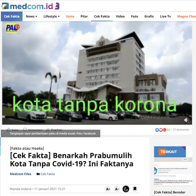 [Cek Fakta] Benarkah Prabumulih Kota Tanpa Korona? Ini Faktanya