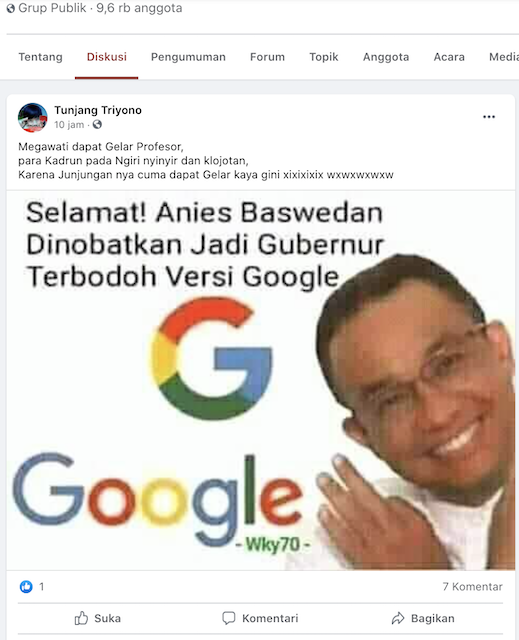 [Cek Fakta] Google Nobatkan Anies Baswedan Gubernur Terbodoh? Ini Faktanya
