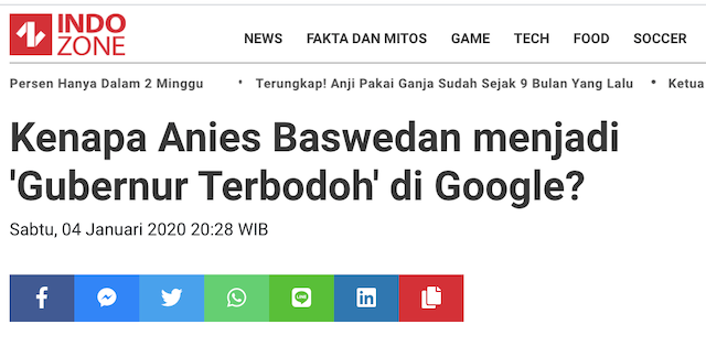 [Cek Fakta] Google Nobatkan Anies Baswedan Gubernur Terbodoh? Ini Faktanya