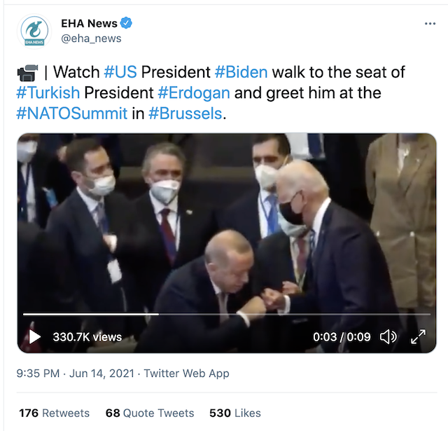 [Cek Fakta] Foto Erdogan Cium Tangan Presiden Amerika Joe Biden? Ini Faktanya