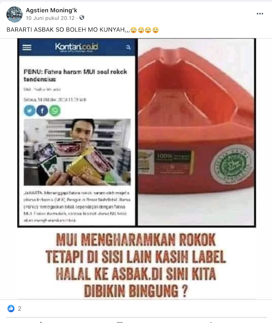 [Cek Fakta] Benarkah MUI Memberi Label Halal untuk Asbak Rokok? Ini Faktanya