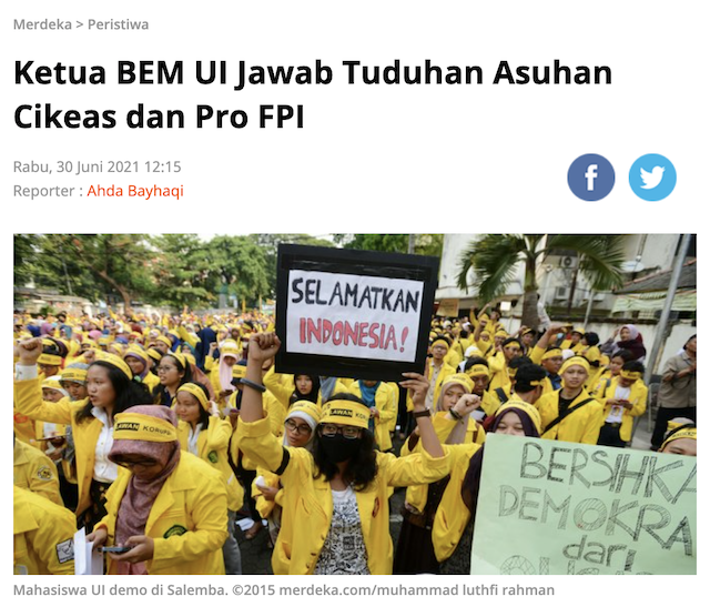 [Cek Fakta] Ketua BEM UI Leon Alvinda Putra 'Piaraan' Cikeas? Ini Faktanya