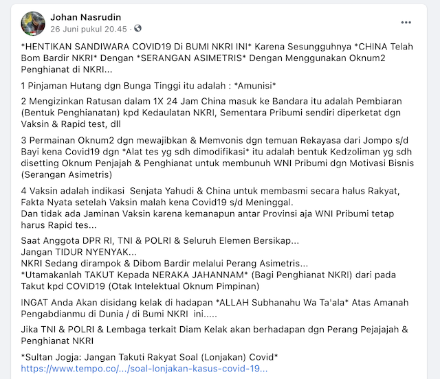 [Cek Fakta] Benarkah Pandemi Covid-19 Hanya Sandiwara? Ini Cek Faktanya
