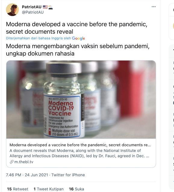 [Cek Fakta] Dokumen Rahasia Bocor Sebut Moderna Sudah Kembangkan Vaksin Covid-19 Sebelum Pandemi? Ini Faktanya