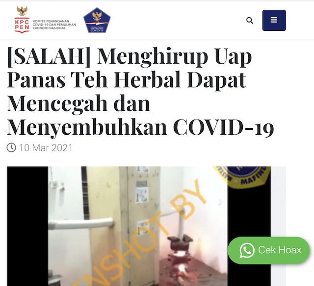 [Cek Fakta] Benarkah Menghirup Uap Dapat Mengatasi Covid-19? Ini Faktanya