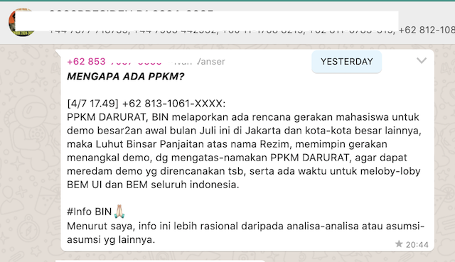 [Cek Fakta] PPKM Darurat untuk Redam Demo Mahasiswa? Ini Faktanya