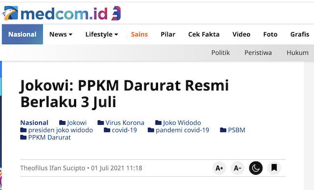 [Cek Fakta] PPKM Darurat untuk Redam Demo Mahasiswa? Ini Faktanya