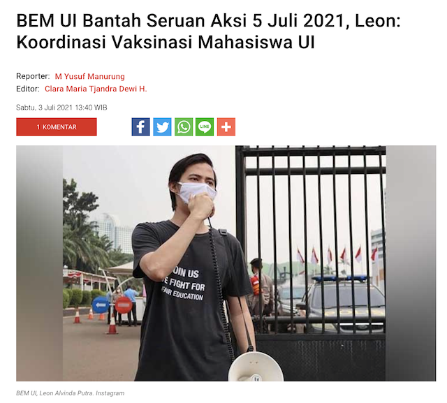 [Cek Fakta] PPKM Darurat untuk Redam Demo Mahasiswa? Ini Faktanya