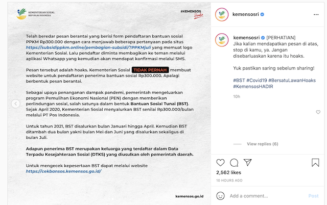 [Cek Fakta] Beredar Link Cek Nama Penerima Bantuan PPKM Rp300 Ribu? Ini Faktanya