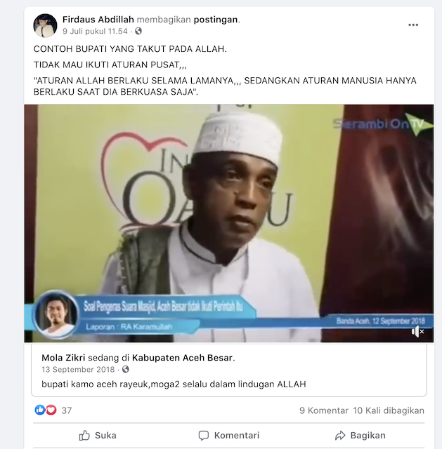 [Cek Fakta] Video Pejabat di Aceh Menolak Aturan Pemerintah Pusat? Ini Faktanya