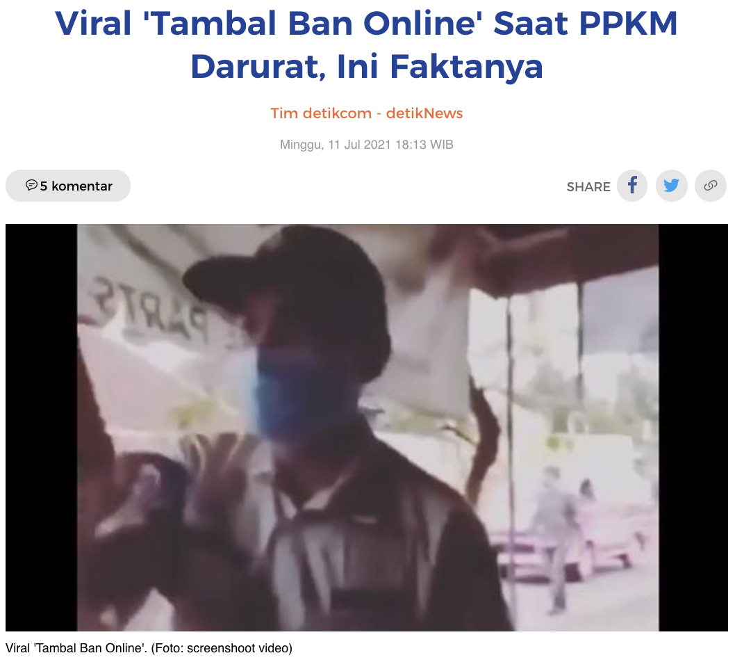 [Cek Fakta] Viral Tukang Tambal Ban Online saat PPKM Darurat, Begini Faktanya
