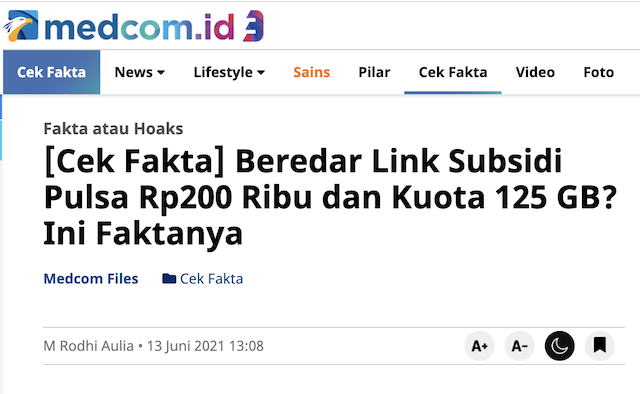 [Cek Fakta] Beredar Lagi Link Kuota Belajar Kemendikbud 75 GB dan Subsidi Pulsa 250 Ribu? Ini Faktanya