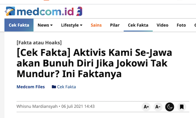 [Cek Fakta] Aktivis KAMI Ancam Bunuh Diri jika Jokowi tak Mundur? Ini Faktanya