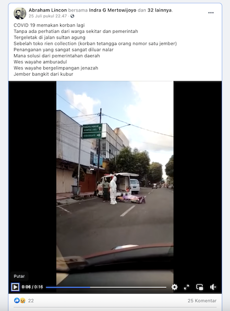 [Cek Fakta] Beredar Video Jenazah Pasien Covid-19 Ditelantarkan di Pinggir Jalan? Begini Faktanya