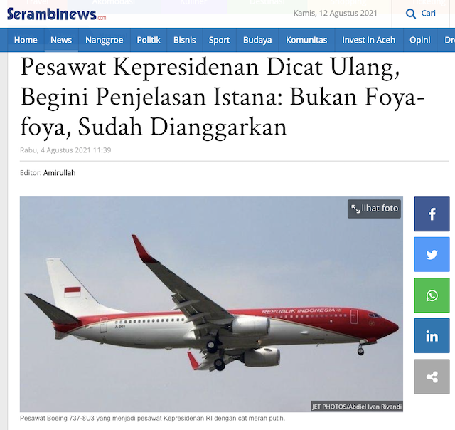 [Cek Fakta] Pesawat Kepresidenan yang Dikritik Elite Demokrat Melintas di Atas Proyek Hambalang? Begini Faktanya