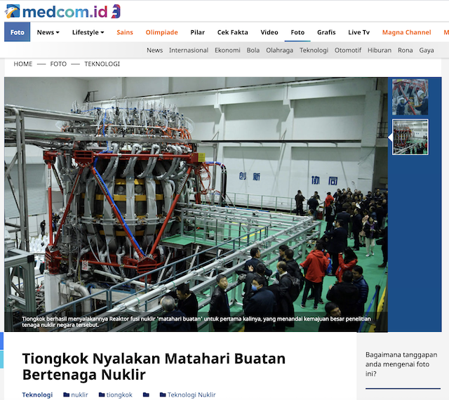 [Cek Fakta] Beredar Video Peluncuran Matahari Buatan Tiongkok? Ini Faktanya