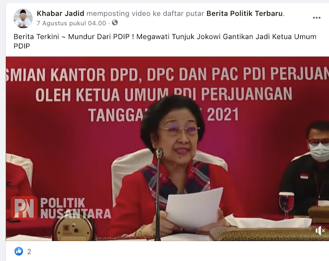 [Cek Fakta] Beredar Video Megawati Mundur, Ketum PDIP Diserahkan ke Jokowi? Ini Cek Faktanya