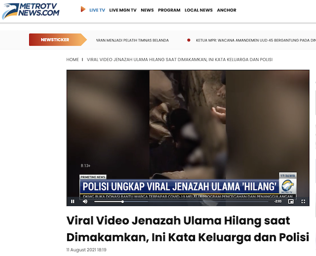 [Cek Fakta] Viral Video Jenazah Ulama Lombok Hilang saat Dimakamkan? Begini Faktanya
