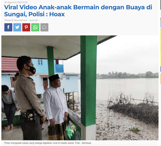 [Cek Fakta] Video Anak-anak Bermain dengan Buaya di Sungai Ogan Ilir Sumsel? Begini Faktanya