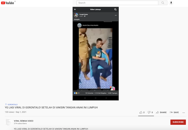 [Cek Fakta] Video Siswa Lumpuh setelah Divaksinasi Covid-19 di Gorontalo? Begini Faktanya