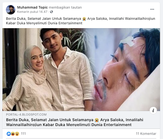 [Cek Fakta] Artis Sinetron Arya Saloka Dikabarkan Meninggal Dunia? Cek Faktanya