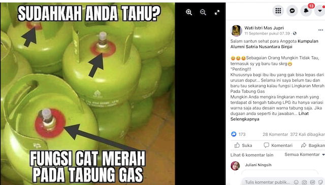 [Cek Fakta] Benarkah Lingkaran Merah pada Tabung Gas LPG Penanda Jika ada Kebocoran? Begini Faktanya
