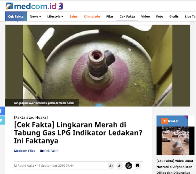 [Cek Fakta] Benarkah Lingkaran Merah pada Tabung Gas LPG Penanda Jika ada Kebocoran? Begini Faktanya